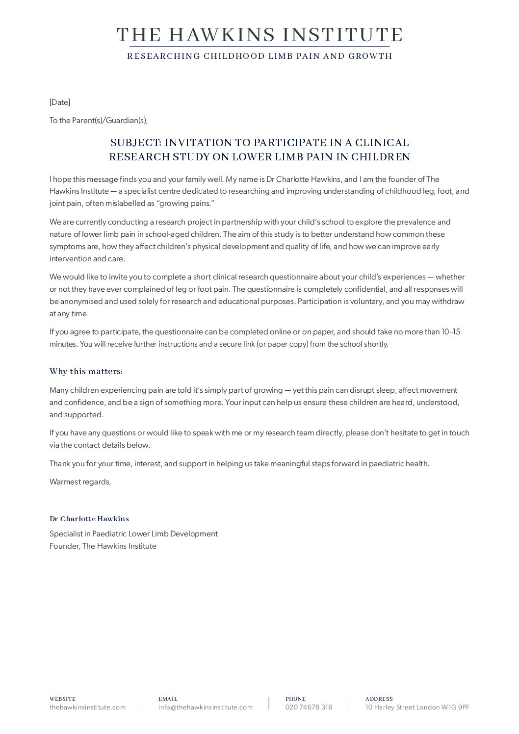 Letter for Parent